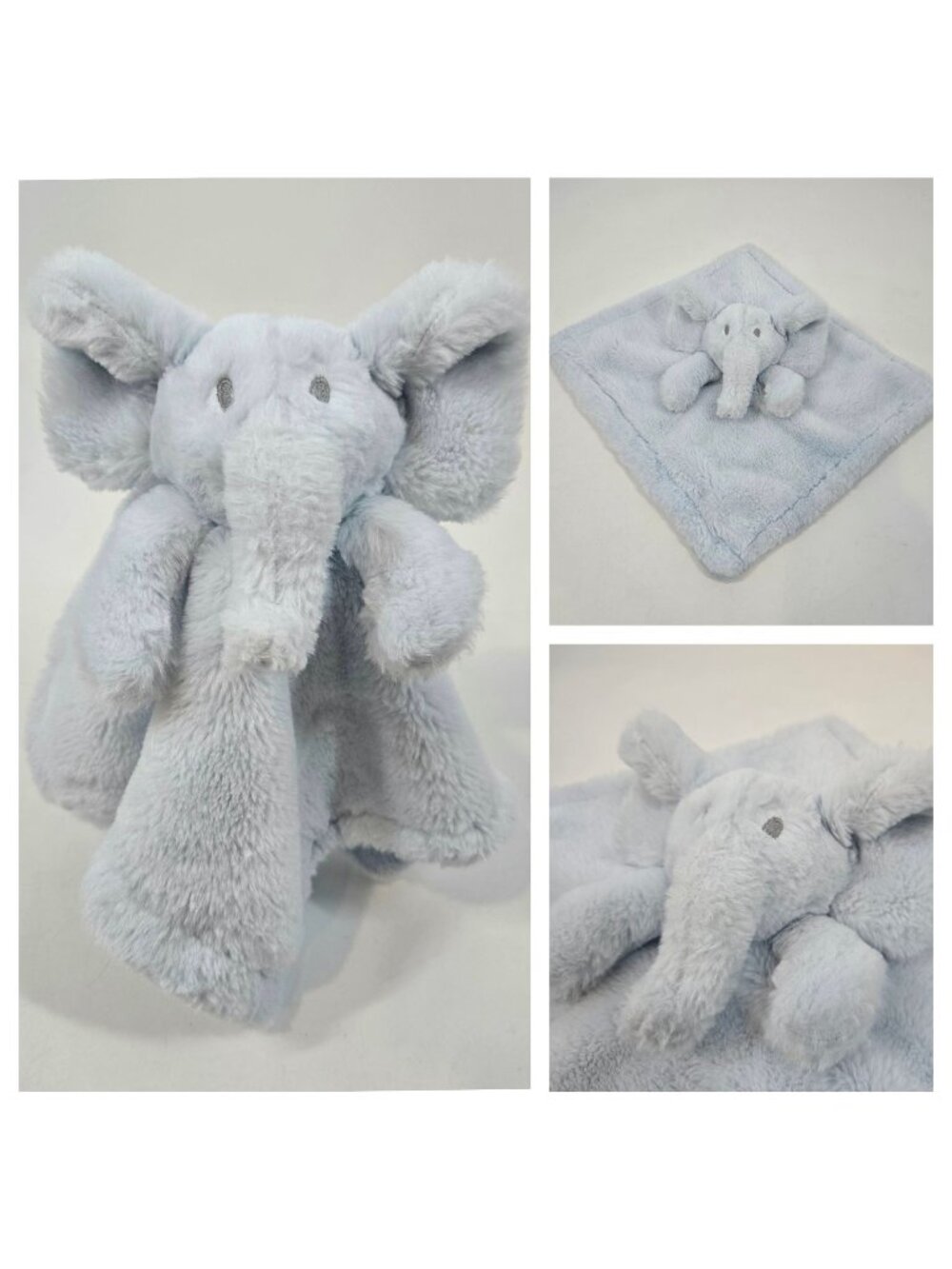 Blue Elephant Lovey Security Blanket Plush Baby Toy Wild Animals Zoo Soft Cuddly
